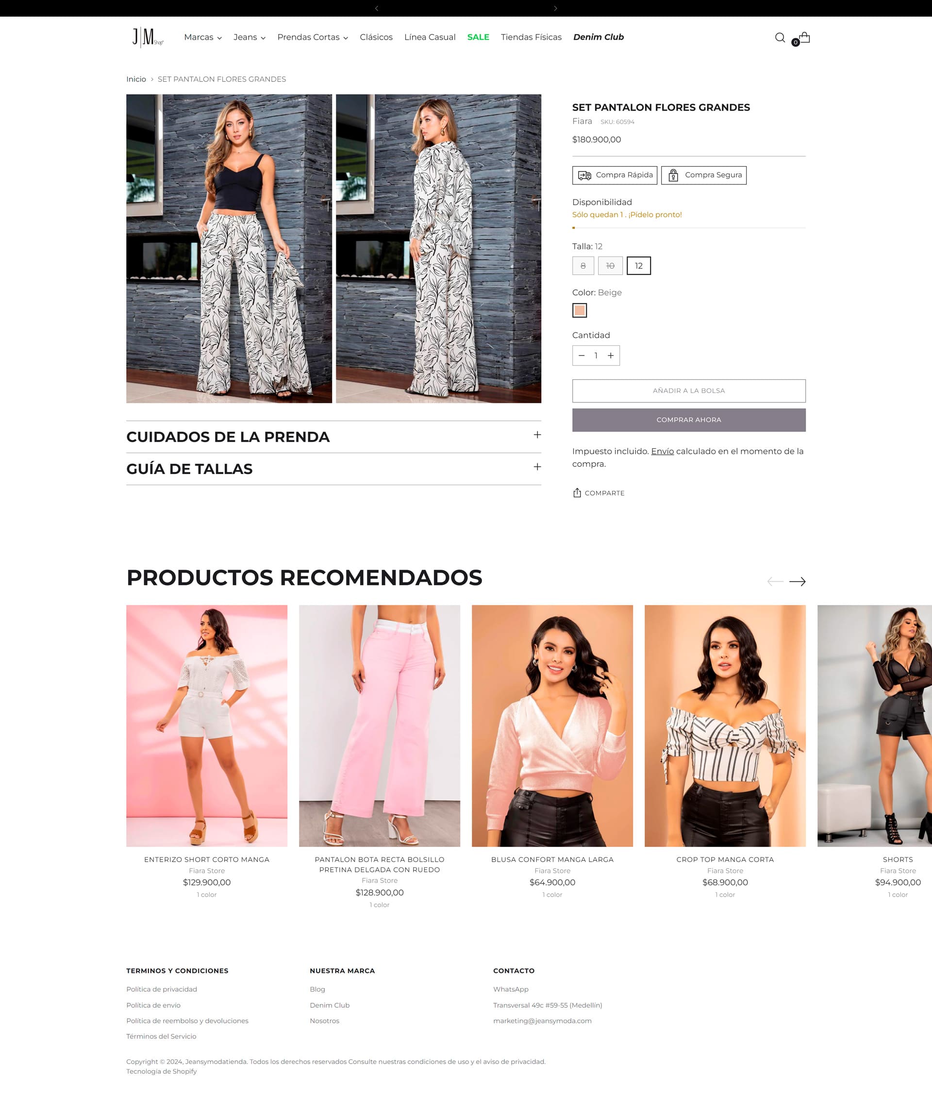 Jeans y Moda web producto escritorio